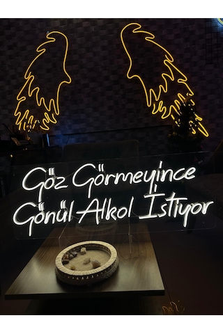Göz Görmeyince Gönül Alkol İstiyor Yazılı Neon Tabela Turuncu