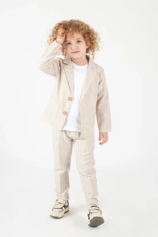 Erkek Çocuk Spor Keten Takım Elbise Bej