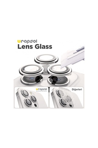 Apple Uyumlu iPhone 15 Pro Kamera Lens Koruyucu Beyaz Titanyum Kolay Uygulama Aparatlı