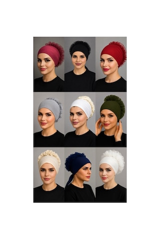 Aldaıyr 3adet Fırfır Bone Tesettür Bone Renkli2