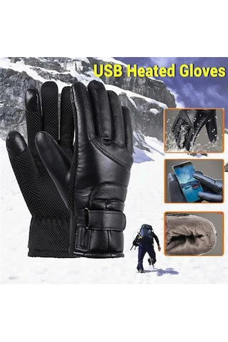 Yuntech01 Usb Isıtmalı Siyah Motosiklet Eldiveni - Su Geçirmez, Dokunmatik Ekran Uyumlu, Sürekli Sıcaklık Isı Kontrolü