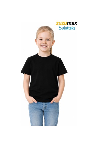 Bulutteks Ataş Sade Siyah Okul Ve Günlük Ünisex Tişört 23 Nisan Vb Etkinlikler T-shirt