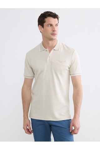 Lcwaıkıkı Classic Bej Polo Yaka Erkek Dokulu Tişört