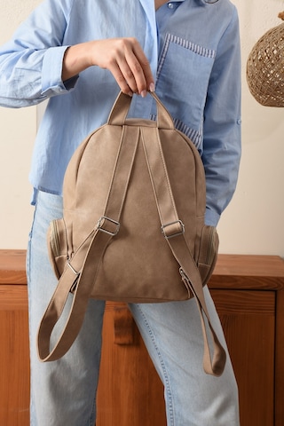 Just Polo Kadın Eskitme Suni Deri Çok Cepli Günlük Sırt Çantası Pbu3000 Vizon