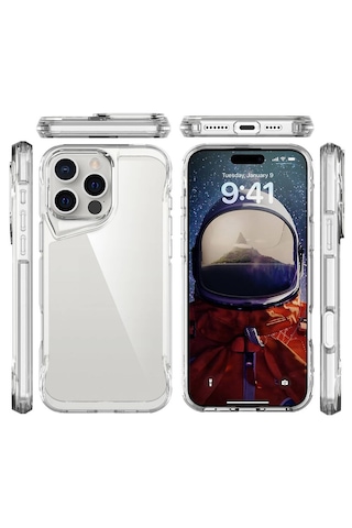 Apple Uyumlu iPhone 16 Pro Kılıf Köşe Korumalı Şeffaf Zırhlı Sert Kapak