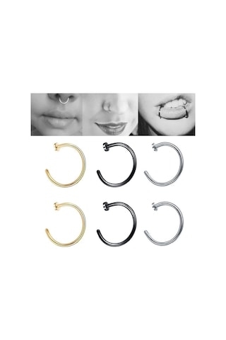 Flybuy Zımbası X Şeklinde Paslanmaz Küpe, Halkası Dudak Deliksiz Çelik C Burun Burun Boyut: Bandı Altın Adet 8+2 5 1.0 Mz Altın