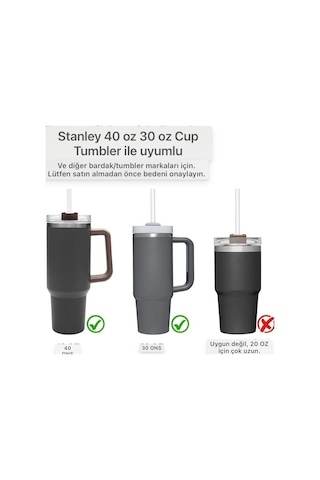 6 Adet 30 Cm Stanley Quencher Uyumlu Tritan Pipet Seti 30 Cm Tritan Pipet & Temizlik Fırçası Karışık/çok Renkli