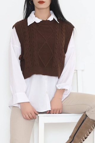 Bensu Store - Püsküllü Süveter Kahve - 355.1577. 001