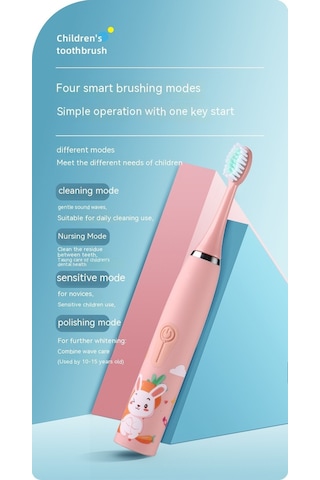 Eastmeeetwest--elektrikli Çocuk Diş Fırçasının Altı Fırça Başlığı Pembe