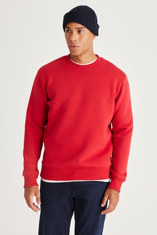 AC&Co / Altınyıldız Classics Erkek Kırmızı Standart Fit Normal Kesim İçi Polarlı Bisiklet Yaka Sweatshirt Kırmızı