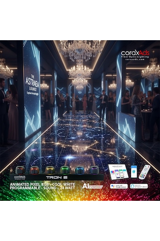 Düğün Balo Salonu Ambiyans Tavan Yıldız Fiber Optik Aydınlatma Seti - Kayan Yıldızlı Çok Renkli