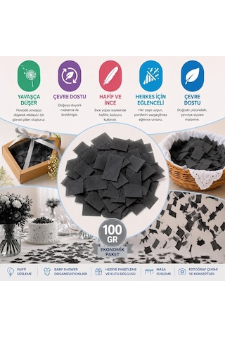Siyah Konfeti Pelur 100 Gr, Parti, Düğün Süsü, Masa Süsleme Ve He Tüm Yaşlar