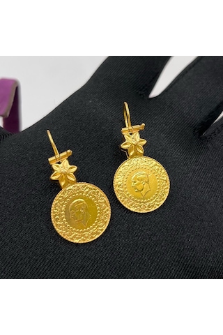 22 Ayar Altın Küpe Çeyrekli Takoz 5.93gr - K01097