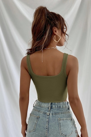 Epilons Zenvial Kadın Haki Yeşili Kalın Askılı Crop Top Büstiyer Zenviall2