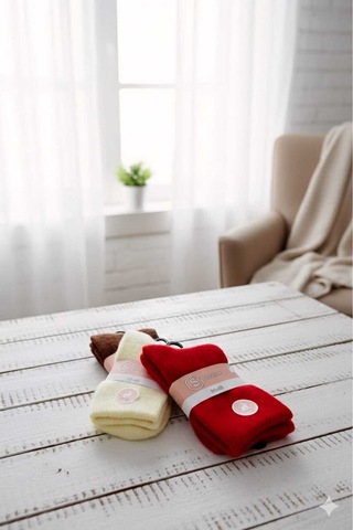 Angora Yün Çorap 3 Adet Set 4