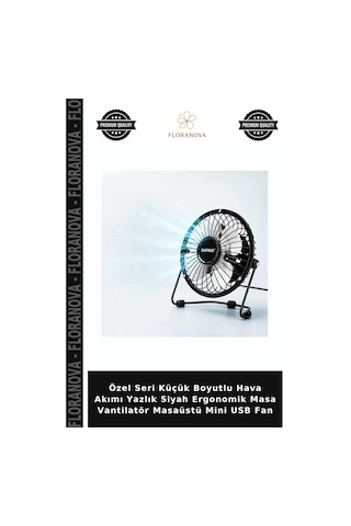 Özel Seri Küçük Boyutlu Hava Akımı Yazlık Siyah Ergonomik Masa Vantilatör Masaüstü Mini Usb Fan