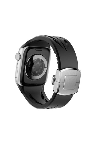 Apple Uyumlu Watch Ultra 2 49mm Krd-127 Metal Tokalı Uzunluk Ayarlı Silikon Kordon