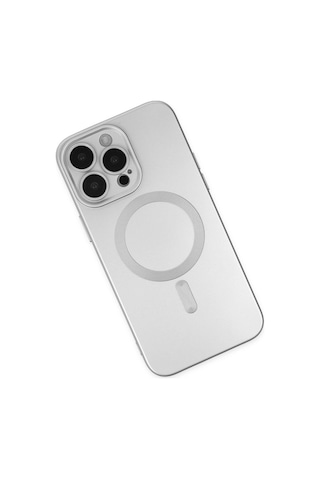 Newface Apple iPhone Uyumlu 13 Pro Kılıf Moshi Lens Magneticsafe Silikon Glblseme - 76 - Gümüş