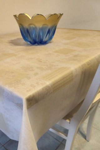 Ithal Pvc Muşamba - Desenli Silinebilir Masa Örtüsü Tnr 08 Krem