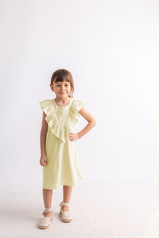 Oliventhekid Etek Ucu Ve Arkası Dantelli Elbise Sarı Sarı
