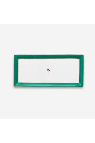 Yeşil Porselen Servis Tabağı 33,3x15,5 Cm