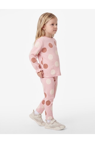 Koton Puantiyeli Pamuklu Uzun Kollu Bisiklet Yaka Pijama Takımı Pembe Desenli 7wmg10003ak