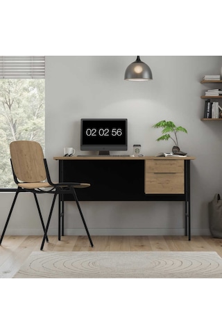 Focus Çalışma Masası Florida Meşe - Siyah 130x75x60 Cm Meşe