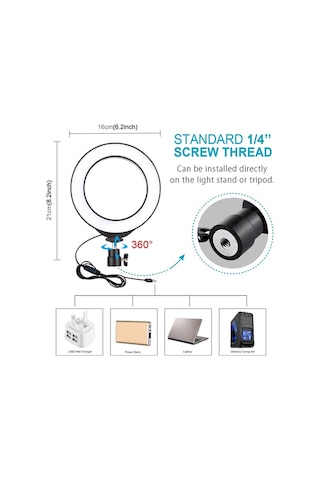 Puluz 1.1 M Çift Telefon Tutucu 6.2 CM Led Işık Youtuber Stand