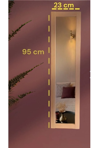 Ahşap Dekoratif Doğal Duvar Dekor Ayna 95x23 Ahşap