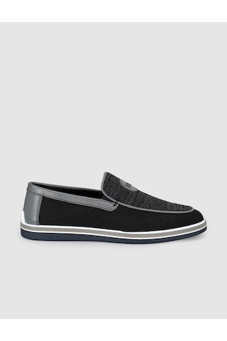 Cabani Triko Detaylı Siyah Erkek Loafer