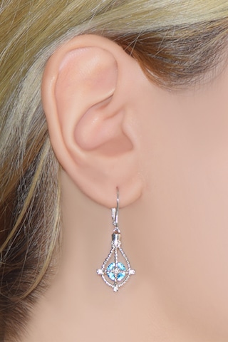 Pırlanta Lilarote Safir Taşlı Gümüş Küpe