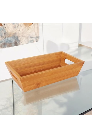 Bambu Ekmek Sepeti 23x13x7cm, Evonox Bambu Ekmeklik, Bambu Ekmek Sunumluk Sku: Smg8690010165404 Açık Gri