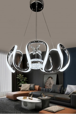 Eliza Tek Top Led Avize - - Kumandalı / Krom Krom
