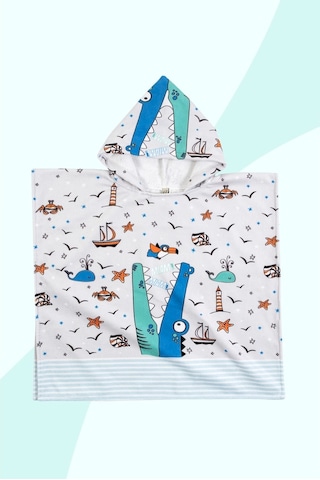Bebek Çocuk Panço 4-6 Yaş Plaj Havlusu Marine