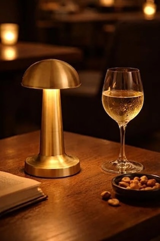 Tr Mantar Lamba, 3 Kademeli Işık, Usb Şarjlı, Şarjlı Dokunmatik Led Lamba, Kablosuz Gece Lambası, Gold Masa Lamba Genel