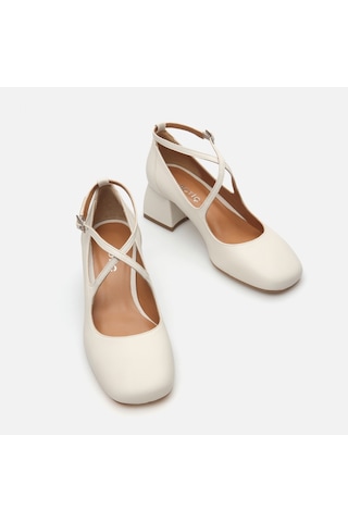 Hotiç Hakiki Deri Kemik Kadın Kalın Topuk 01ayh285100a400 Kemik