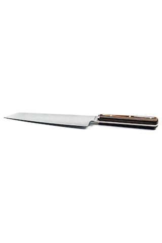 Özel Seri El Yapımı Profesyonel Yekpare Çelik Kiritsuke Şef Bıçağı 30cm - Özel Ahşap Kutulu Kahverengi