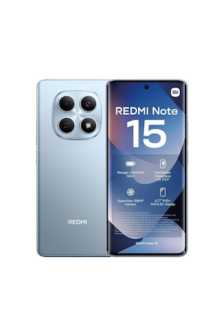 Xıaomı Redmi Note 15, Glacier Blue, 256gb, 8gb Ram, 8 Çekirdek, 6,77inc Ekran, 20mpix Ön, 108mpix Arka Kamera, Türkiy