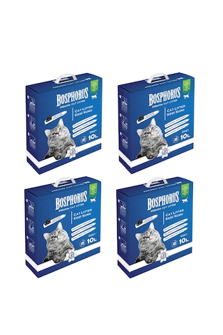 Bosphorus Aktif Karbonlu Topaklaşan Grey İnce Doğal Kedi Kumu 4 x 10 L