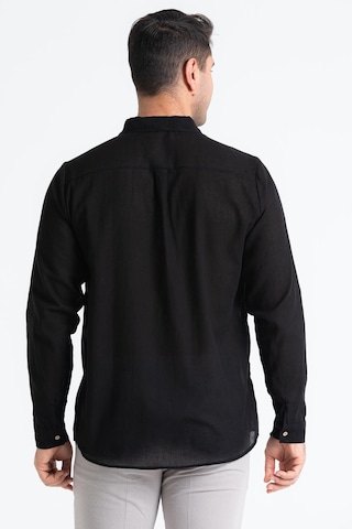 Uzun Kol Poplin Akdeniz Erkek Gömlek Siyah Syh-siyah Siyah