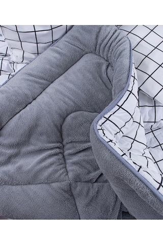 Wellsfoft Desenli Çift Kişilik Yorgan & 2 Adet Yastık Kılıfı Gri - Beyaz