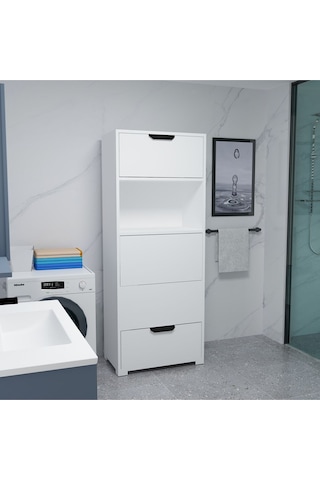 Byg Banyo Kirli Çamaşır Dolabı Sepeti Banyo Dolabı Beyaz