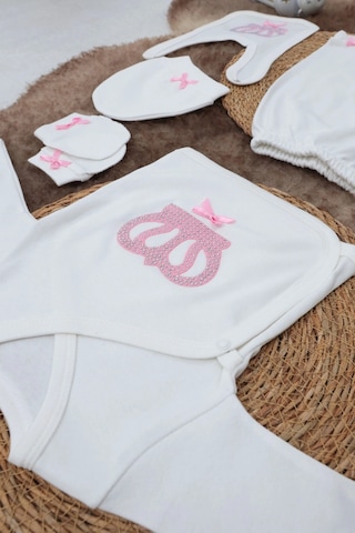 Sema Baby 5 Parça Hastane Çıkışı Zıbın Seti 0-3 Ay - Princess Beyaz
