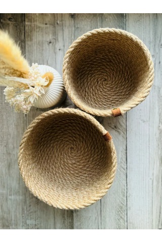 Snurocek El Yapımı Hasırdan Yuvarlak Saklama Sepetleri Seti 379962121 Bej