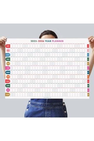 2026-2027 Akademik Duvar Takvimi Eylül Başlangıçlı Yıllık Planlayıcı Renkli Minimalist Duvar Pla Çok Renkli