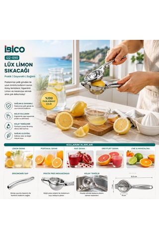 Lüx Çelik Limon Sıkacak Pres Modeli 4915 Açık Bej