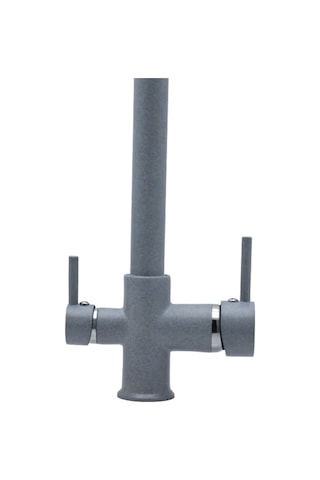 Kustar Gri Granit 3 Yollu Arıtma Çıkışlı Mutfak Eviye Bataryası