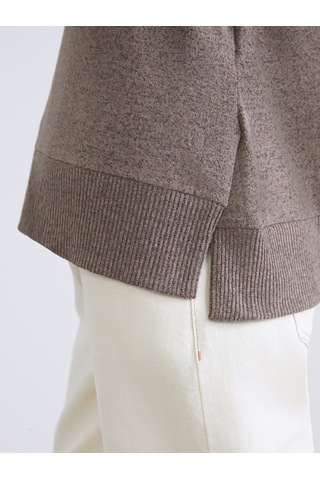 Lcw Everyday Bej Bisiklet Yaka Oversize Kadın Sweatshirt