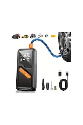 Boatshop1 Kablosuz Taşınabilir Hava Kompresörü Lastik Pompası Dijital Göstergeli Araba Motosiklet Bisiklet
