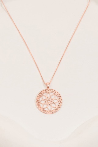 Saenasilver Rose Lotus Çiçeği Gümüş Kolye